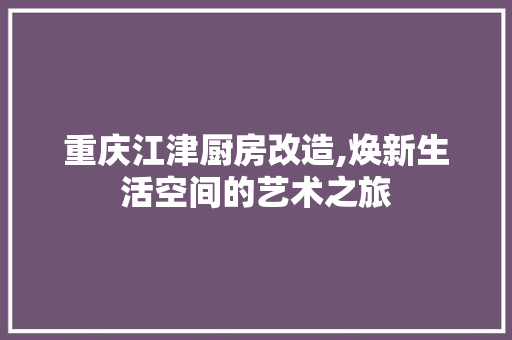 重庆江津厨房改造,焕新生活空间的艺术之旅