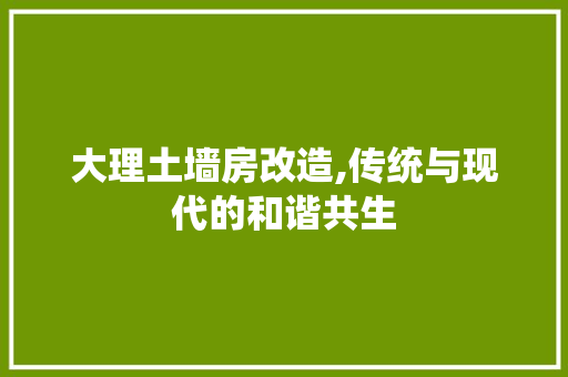 大理土墙房改造,传统与现代的和谐共生