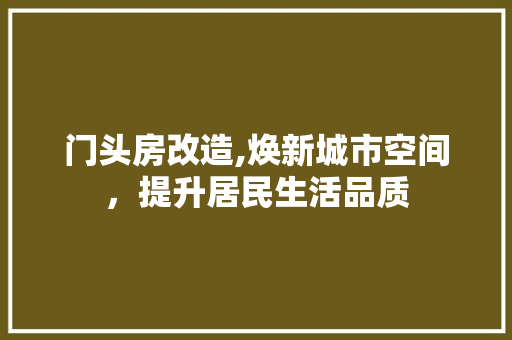 门头房改造,焕新城市空间，提升居民生活品质