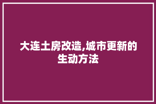 大连土房改造,城市更新的生动方法
