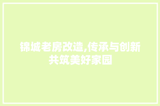 锦城老房改造,传承与创新共筑美好家园