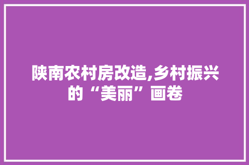 陕南农村房改造,乡村振兴的“美丽”画卷