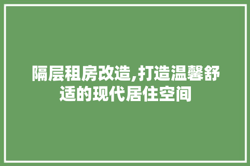 隔层租房改造,打造温馨舒适的现代居住空间