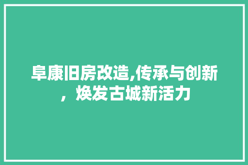 阜康旧房改造,传承与创新，焕发古城新活力