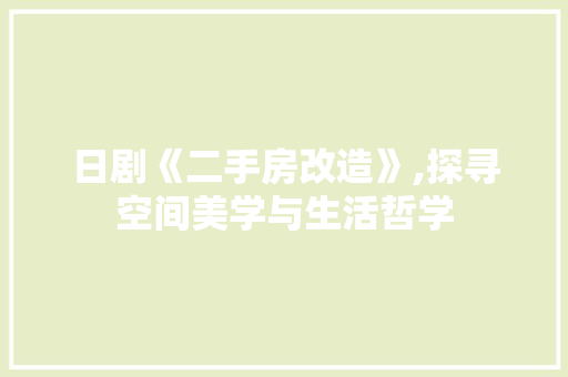 日剧《二手房改造》,探寻空间美学与生活哲学