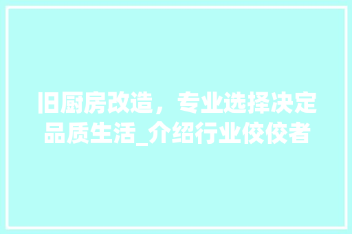 旧厨房改造，专业选择决定品质生活_介绍行业佼佼者