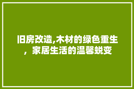 旧房改造,木材的绿色重生，家居生活的温馨蜕变