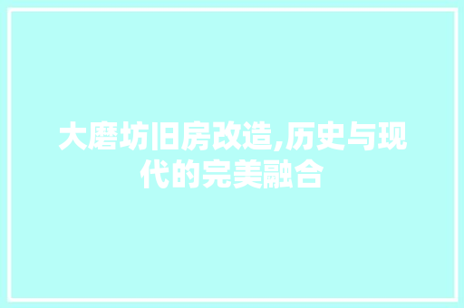 大磨坊旧房改造,历史与现代的完美融合