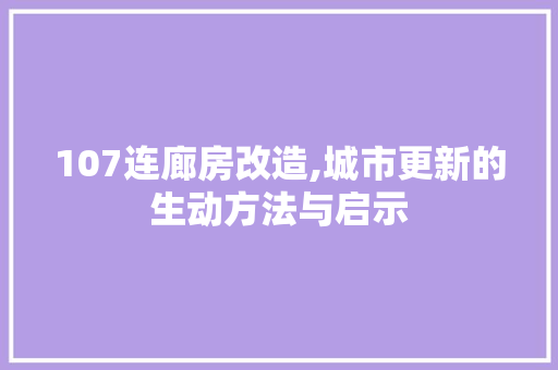 107连廊房改造,城市更新的生动方法与启示
