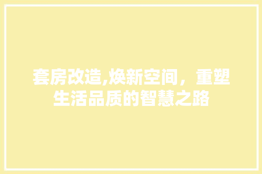 套房改造,焕新空间，重塑生活品质的智慧之路