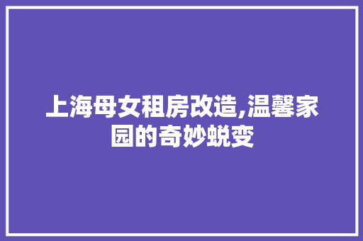 上海母女租房改造,温馨家园的奇妙蜕变