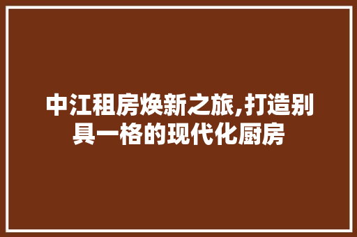 中江租房焕新之旅,打造别具一格的现代化厨房
