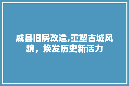 威县旧房改造,重塑古城风貌，焕发历史新活力