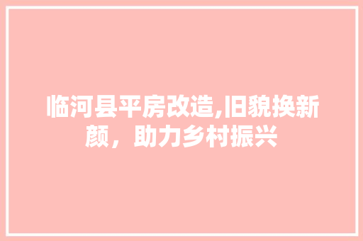 临河县平房改造,旧貌换新颜，助力乡村振兴