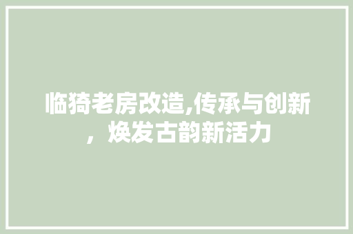 临猗老房改造,传承与创新，焕发古韵新活力