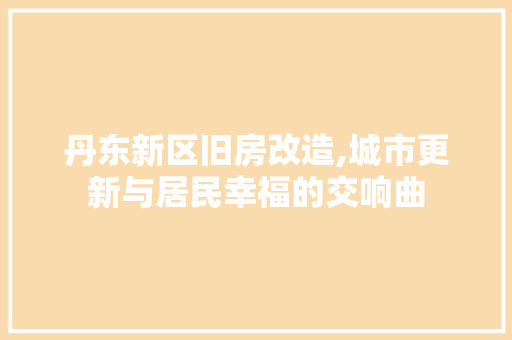丹东新区旧房改造,城市更新与居民幸福的交响曲