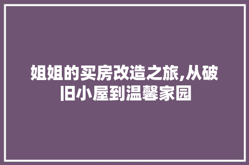姐姐的买房改造之旅,从破旧小屋到温馨家园