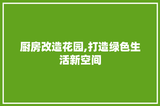 厨房改造花园,打造绿色生活新空间