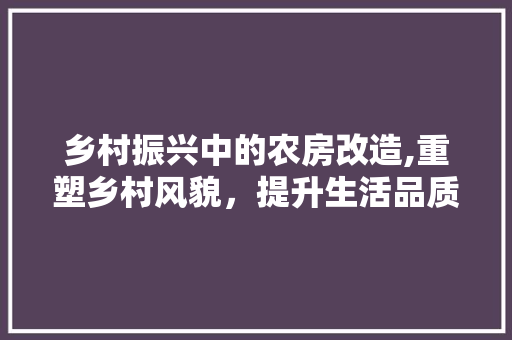 乡村振兴中的农房改造,重塑乡村风貌，提升生活品质