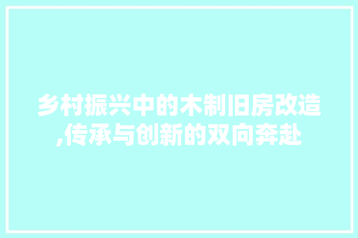 乡村振兴中的木制旧房改造,传承与创新的双向奔赴