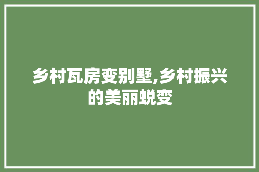 乡村瓦房变别墅,乡村振兴的美丽蜕变