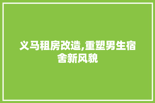 义马租房改造,重塑男生宿舍新风貌