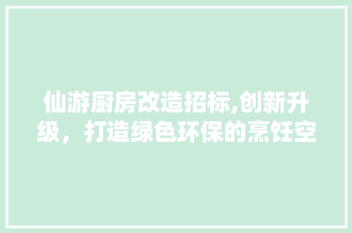 仙游厨房改造招标,创新升级，打造绿色环保的烹饪空间