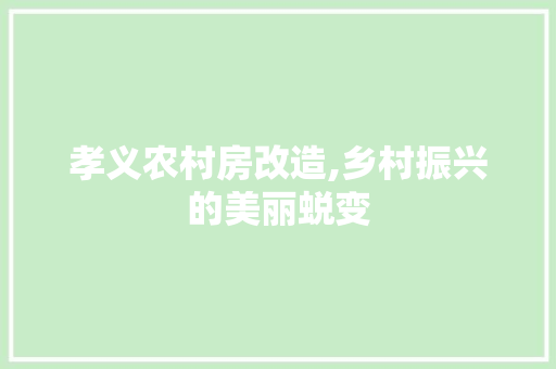 孝义农村房改造,乡村振兴的美丽蜕变