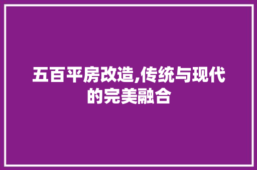 五百平房改造,传统与现代的完美融合