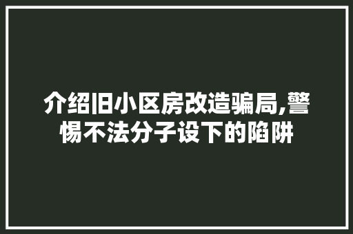 介绍旧小区房改造骗局,警惕不法分子设下的陷阱