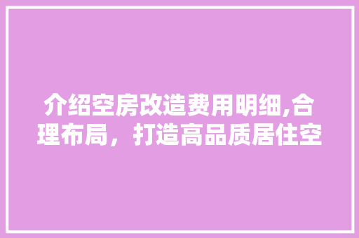 介绍空房改造费用明细,合理布局，打造高品质居住空间