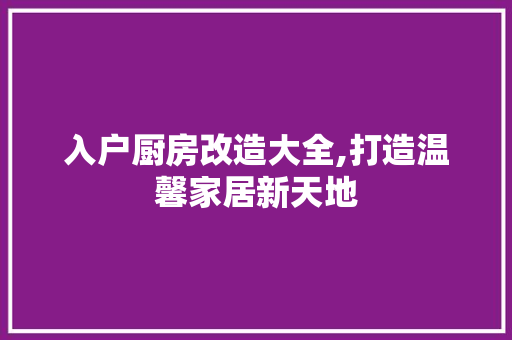 入户厨房改造大全,打造温馨家居新天地