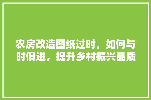 农房改造图纸过时，如何与时俱进，提升乡村振兴品质