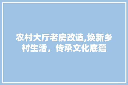农村大厅老房改造,焕新乡村生活，传承文化底蕴