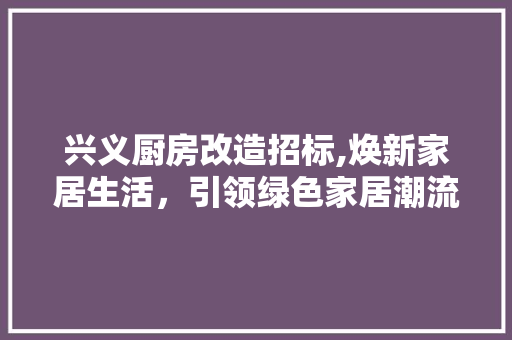 兴义厨房改造招标,焕新家居生活，引领绿色家居潮流