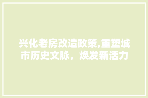 兴化老房改造政策,重塑城市历史文脉，焕发新活力