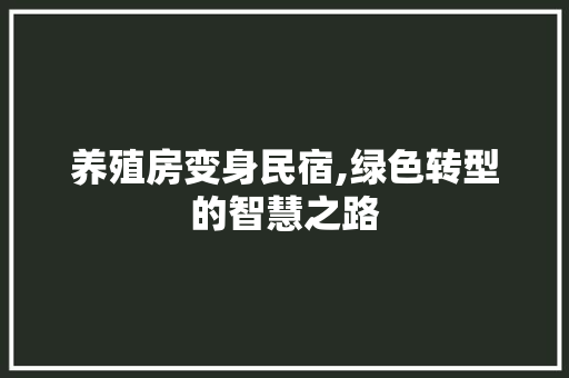 养殖房变身民宿,绿色转型的智慧之路