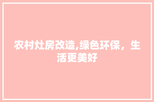 农村灶房改造,绿色环保，生活更美好