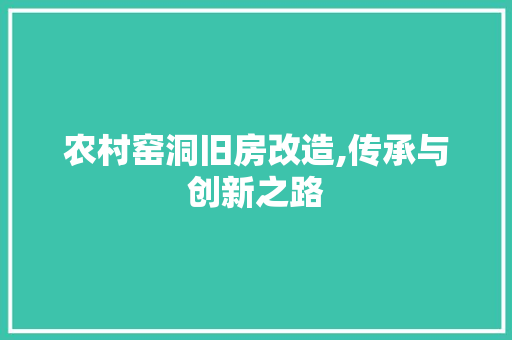 农村窑洞旧房改造,传承与创新之路