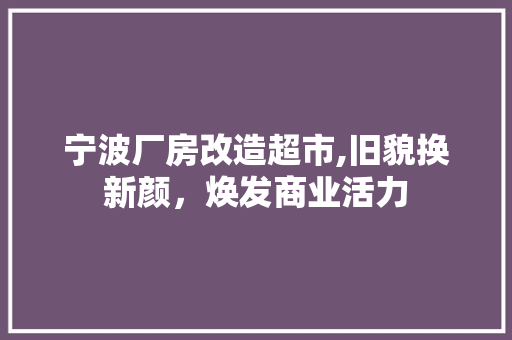 宁波厂房改造超市,旧貌换新颜，焕发商业活力