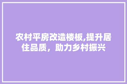 农村平房改造楼板,提升居住品质，助力乡村振兴