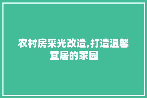 农村房采光改造,打造温馨宜居的家园