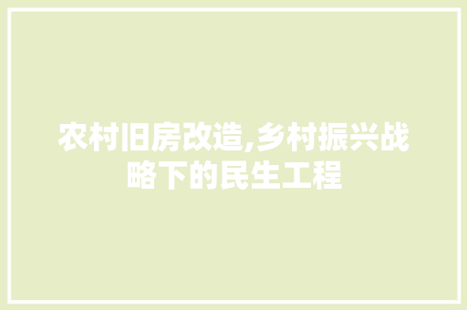农村旧房改造,乡村振兴战略下的民生工程