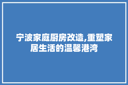 宁波家庭厨房改造,重塑家居生活的温馨港湾