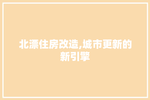 北漂住房改造,城市更新的新引擎