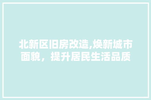 北新区旧房改造,焕新城市面貌，提升居民生活品质