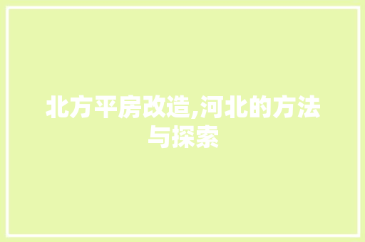 北方平房改造,河北的方法与探索