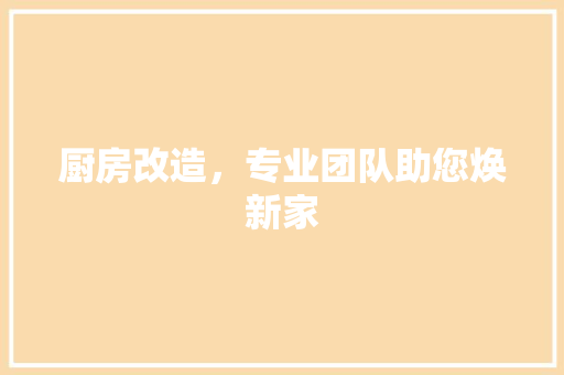 厨房改造，专业团队助您焕新家