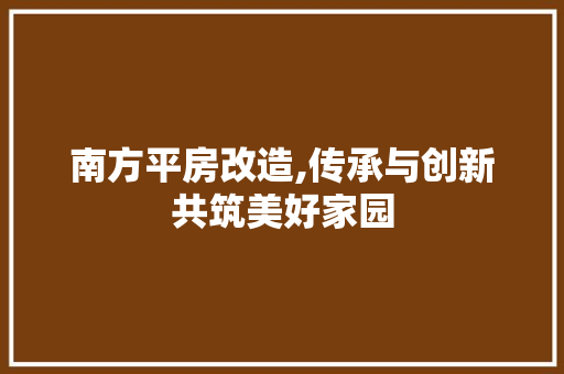 南方平房改造,传承与创新共筑美好家园