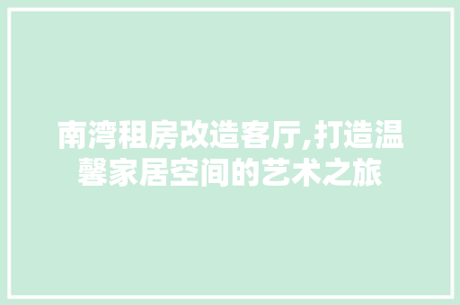 南湾租房改造客厅,打造温馨家居空间的艺术之旅